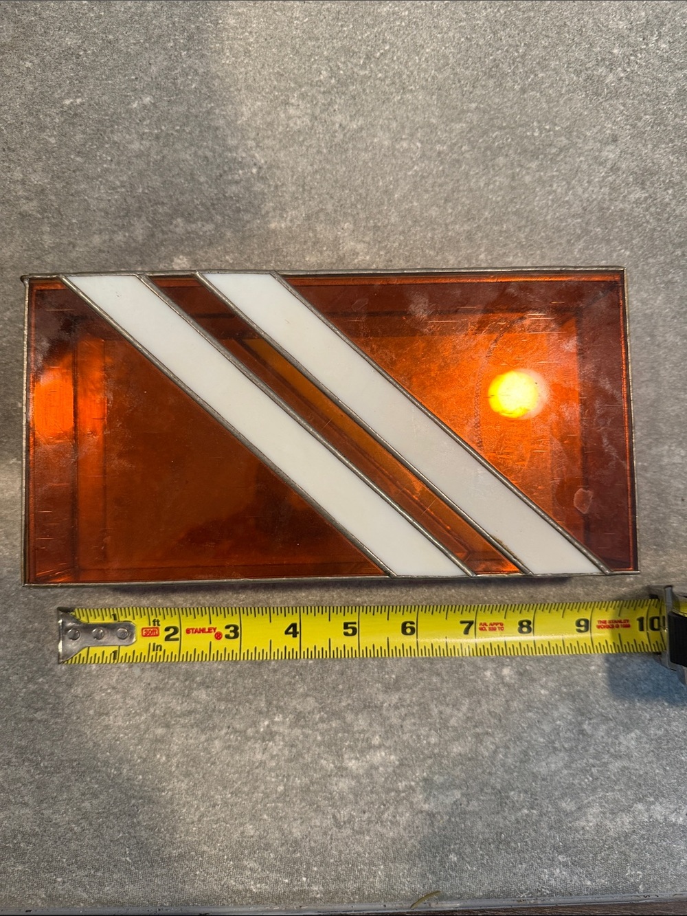 Retro Stained Glass Decorative Trinket Box in Amber and White - Picture 3 of 3